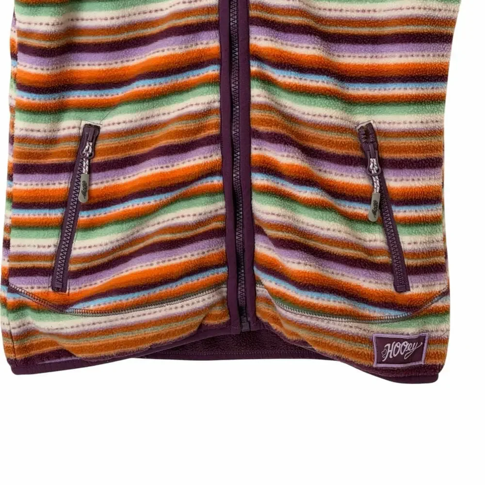 HOOEY Girls' Serape Striped Print Reversible Zip Up Western Fleece Vest, Medium